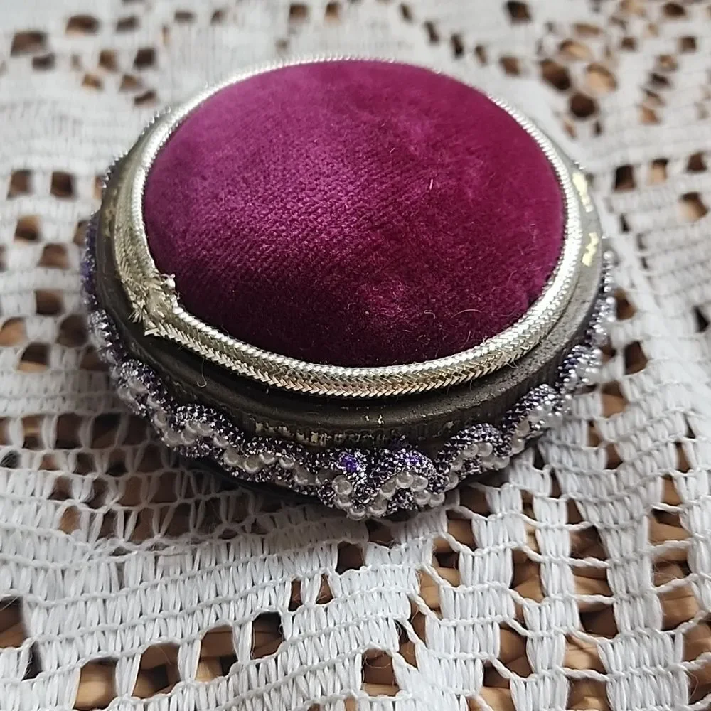 Vintage Handmade Crushed Velvet Pin Cushion